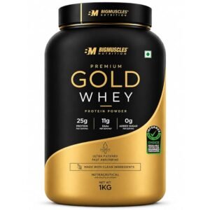 Bigmuscles Nutrition Premium Gold Whey [1Kg] | Informed Choice UK Certified | Isolate Whey Protein Blend | 25g Protein | 11g EAA | ProHydrolase Enzyme Technology [Rich Chocolate]