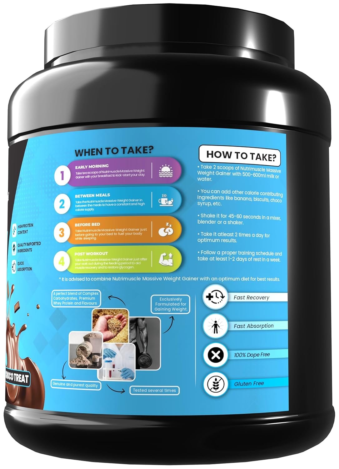 Nutrimuscle Massive Weight Gainer Powder for Men & Women – Chocolate Flavour | 1.134 Kg (2.5 lbs) | High Calorie Mass & Muscle Gainer with Complex Carbs, Protein Blend & Essential Vitamins - Image 3