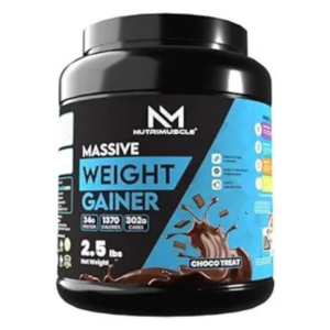 Nutrimuscle Massive Weight Gainer Powder for Men & Women – Chocolate Flavour | 1.134 Kg (2.5 lbs) | High Calorie Mass & Muscle Gainer with Complex Carbs, Protein Blend & Essential Vitamins